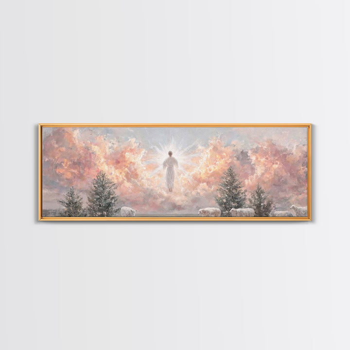 Risen In Glory – Framed Canvas Print – Panoramic Art – Christian Wall Art – Jesus Painting – Christian Art Canvas – Christian Christmas Art