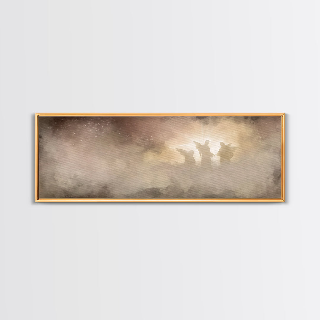 Heavenly Radiance | Framed Canvas Print | Panoramic Wall Art | Christian Art Canvas | Christmas Art | Christian Painting | Christian Decora