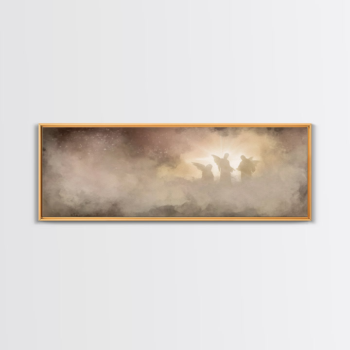 Heavenly Radiance | Framed Canvas Print | Panoramic Wall Art | Christian Art Canvas | Christmas Art | Christian Painting | Christian Decora