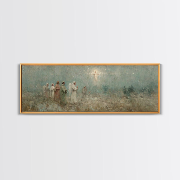 Angelic Herald, Framed Canvas Print, Panoramic Painting, Christian Art Canvas, Christian Wall Art, Christian Christmas Art, Jesus Art Print