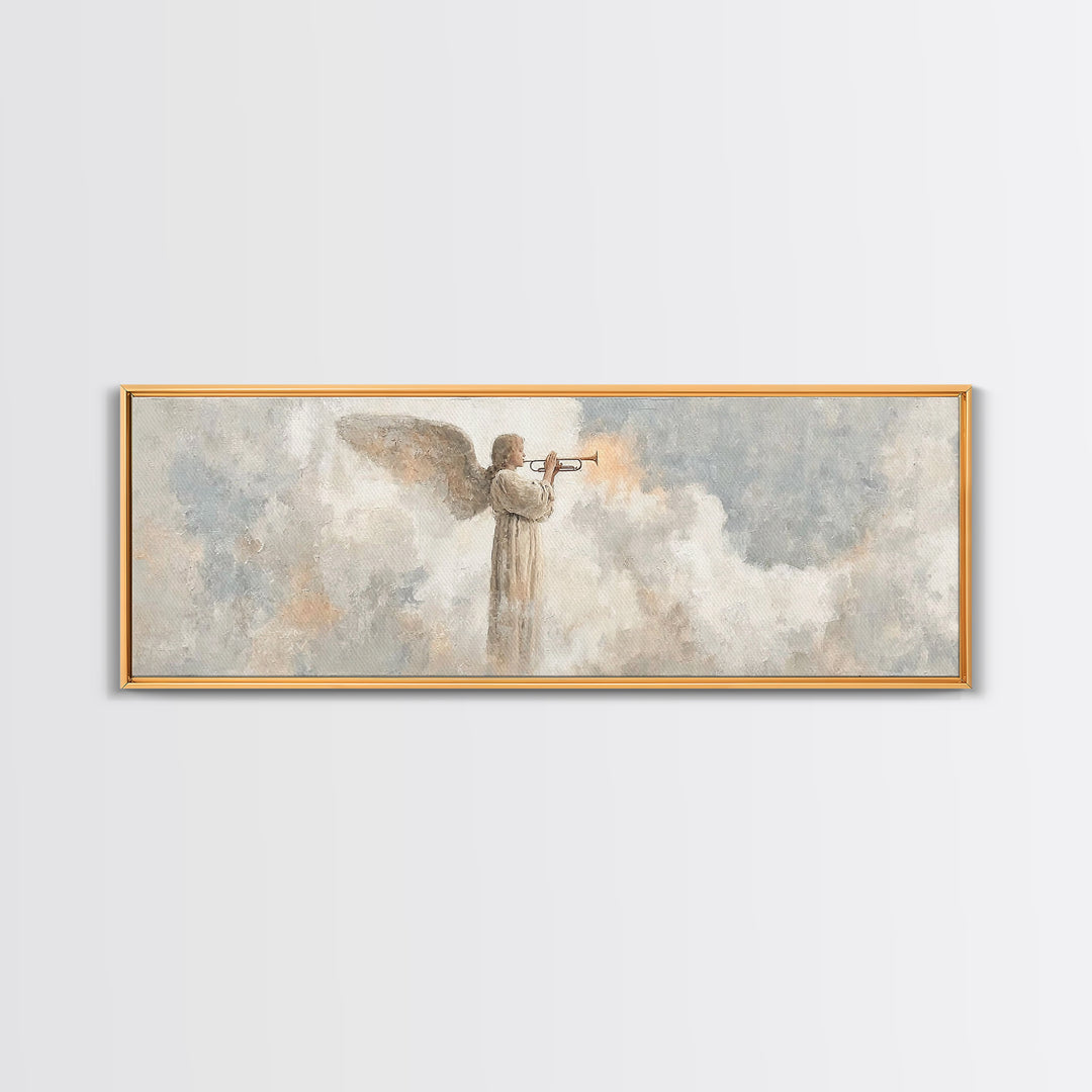Trumpet Of Dawn – Framed Canvas Print – Panoramic Frame – Christian Art Canvas – Christian Wall Art – Christmas Art – Christian Gifts