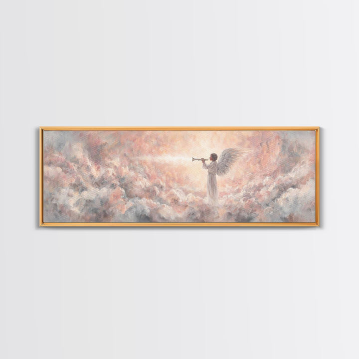 Heavenly Herald, Framed Canvas Print, Christian Wall Art, Christian Art Canvas, Panoramic Art, Christian Painting, Christmas Art
