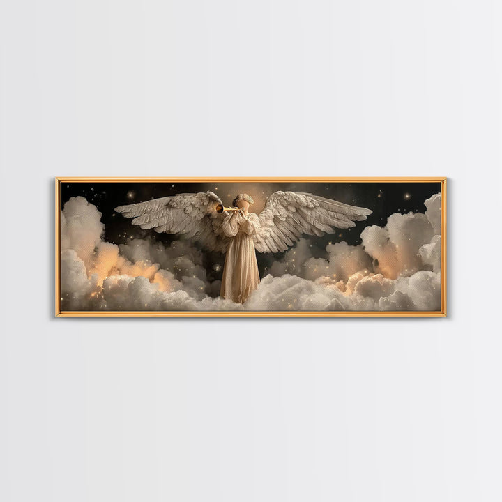 Trumpet Of Dawn – Framed Canvas Print – Christian Art – Christian Christmas Art – Panoramic Painting – Christian Wall Art – Christian Gift