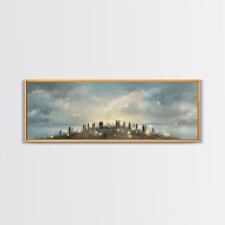 Cloudborne Messenger, Framed Canvas Print, Christian Art Print, Panoramic Frame, Christian Wall Art, Christian Painting, Christmas Art