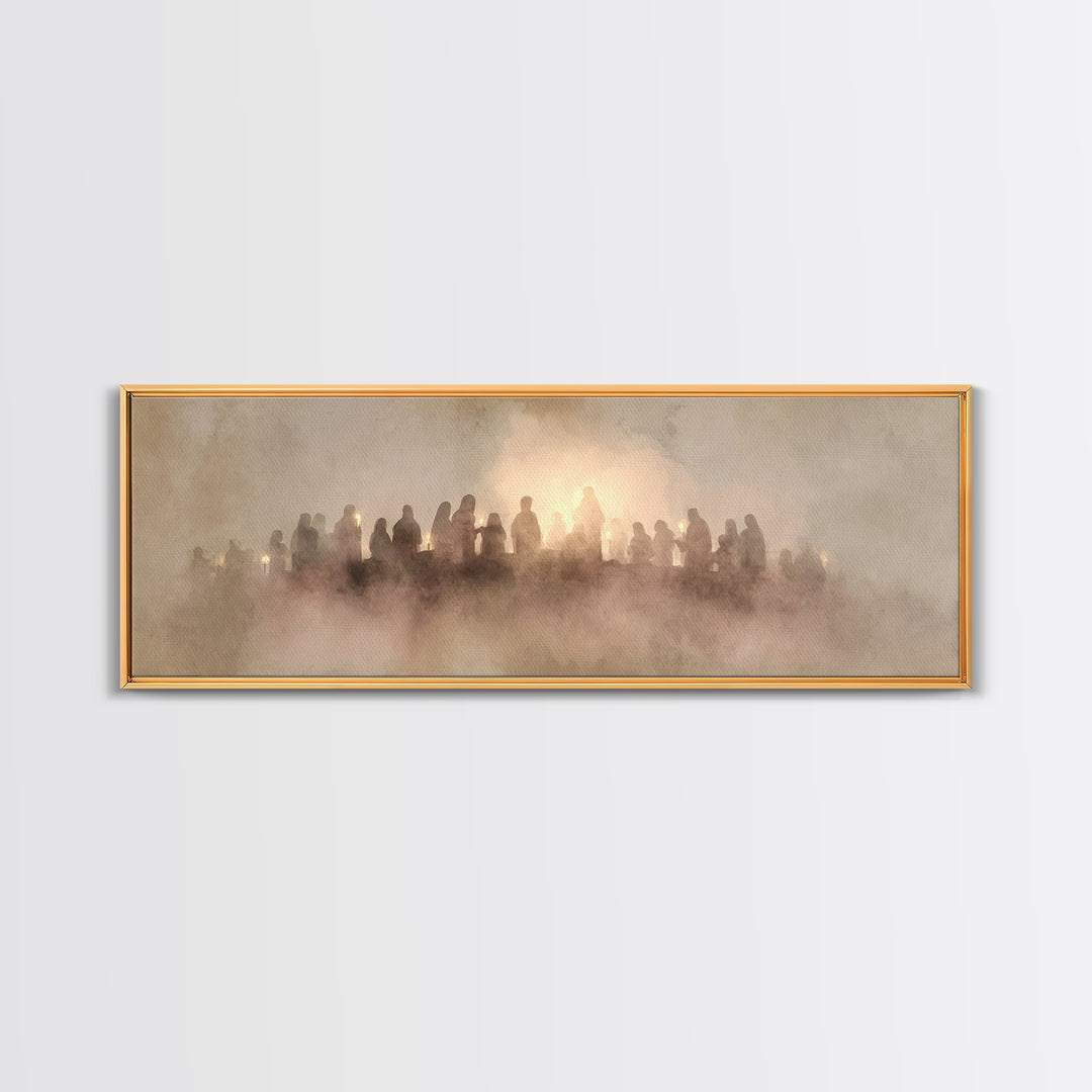 Gathered In Light – Framed Canvas Print – Christian Wall Art – Panoramic Art – Christian Christmas Art – Christian Canvas – Christian Gift