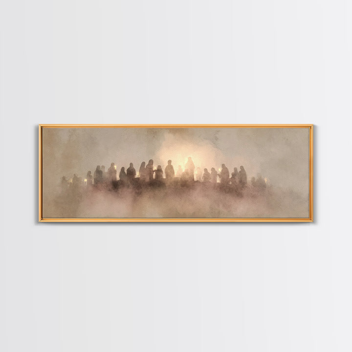 Gathered In Light – Framed Canvas Print – Christian Wall Art – Panoramic Art – Christian Christmas Art – Christian Canvas – Christian Gift