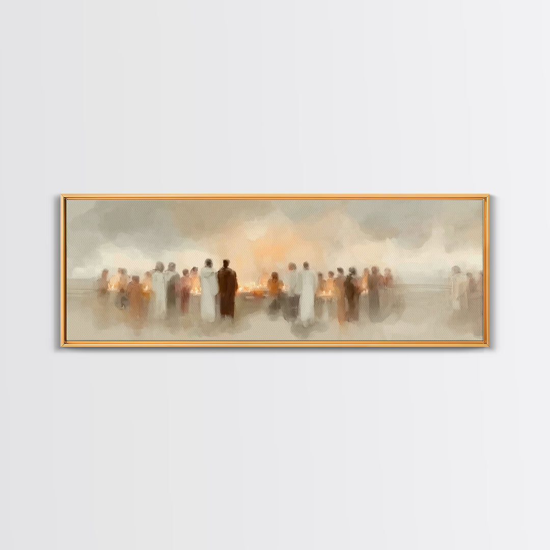 Sacred Procession | Framed Canvas Print | Christian Christmas Art | Panoramic Print | Christian Art | Christmas Wall Art | Christian Decor