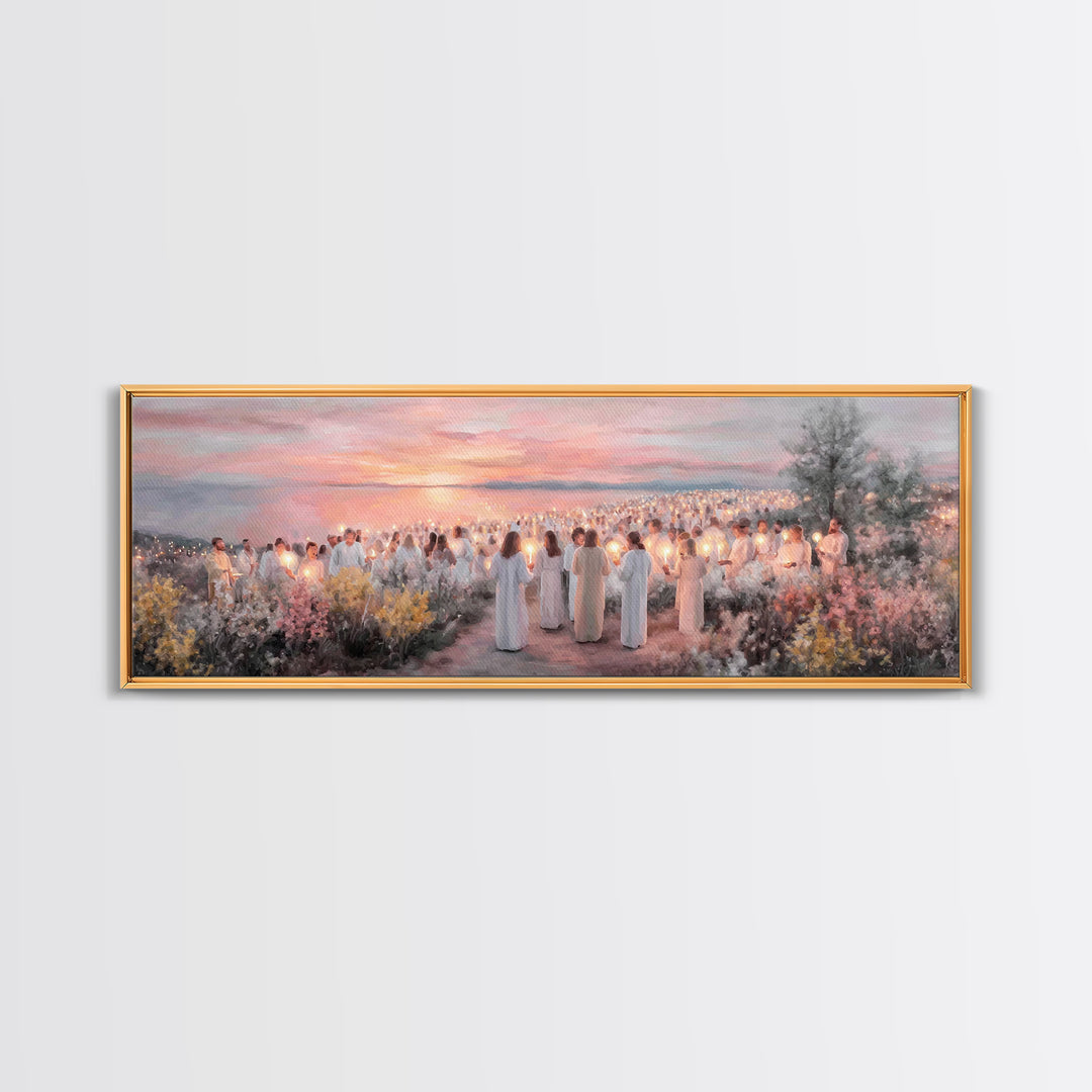 Evening Vigil, Framed Canvas Print, Christian Art Canvas, Panoramic Painting, Christmas Art, Christian Painting, Christian Wall Art