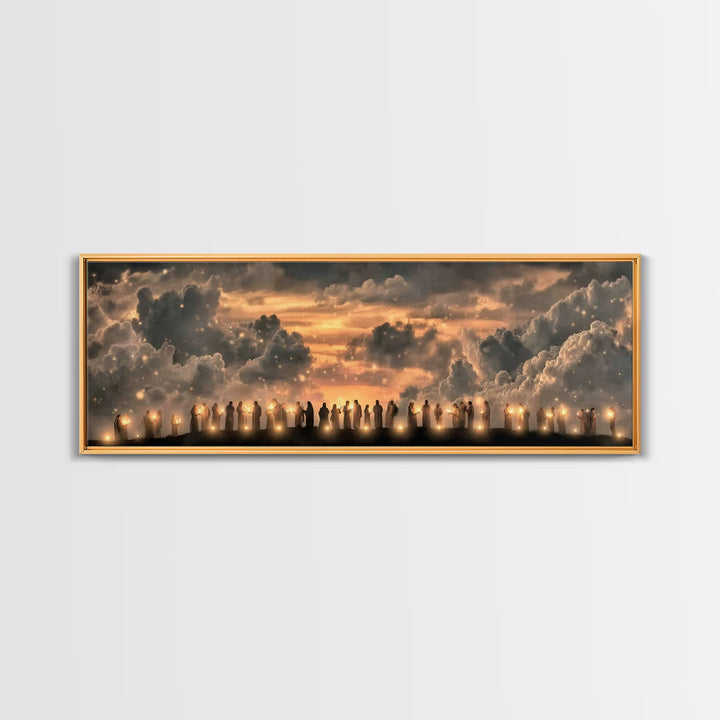 Hillside Communion – Framed Canvas Print – Christian Art – Panoramic Wall Art – Christian Christmas Art – Christian Canvas – Christian Artw