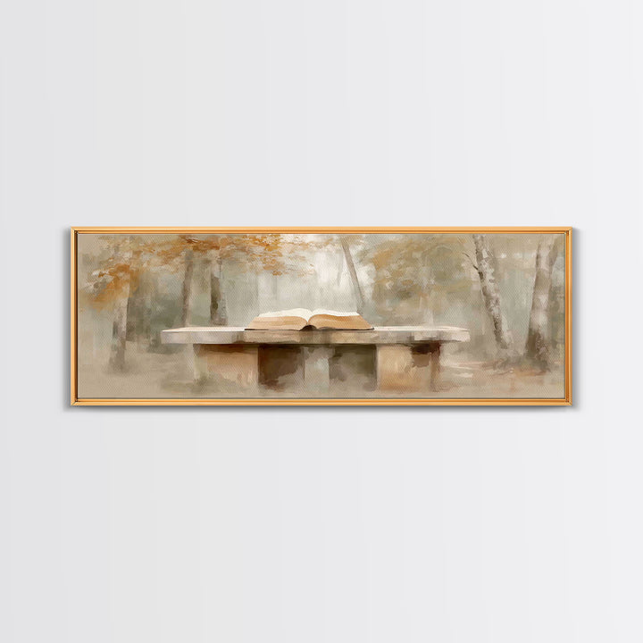 Woodland Gospel Peace, Framed Canvas Print, Christian Wall Art, Panoramic Print, Christian Art Canvas, Christmas Art, Christian Painting