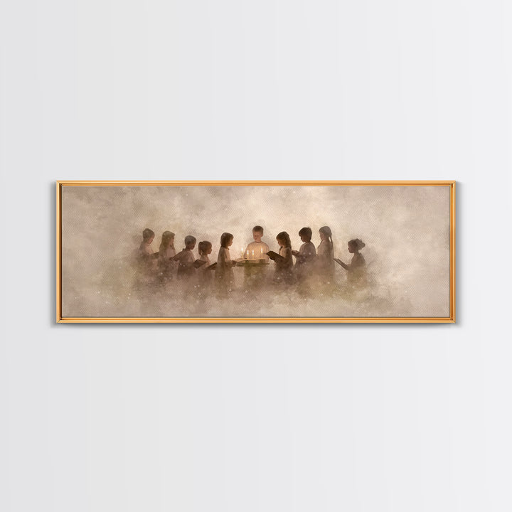 Candle Choir Blessing | Framed Canvas Print | Panoramic Wall Art | Christian Art Canvas | Christian Painting | Christmas Art | Christian Wa