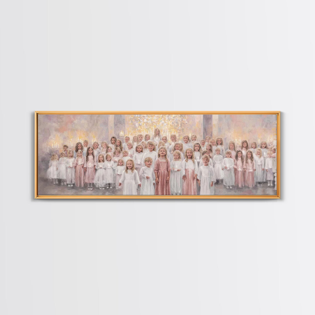 Gathered In Grace – Framed Canvas Print – Panoramic Painting – Christian Art Canvas – Christian Wall Art – Christmas Art – Christian Painti