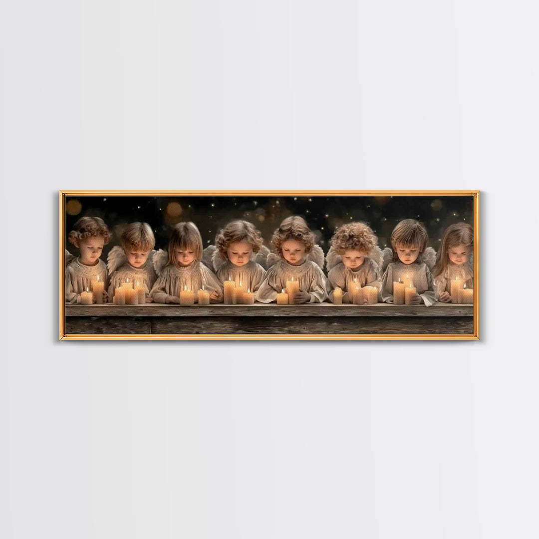 Heaven’s Little Lights | Framed Canvas Print | Panoramic Print | Christian Art Canvas | Christian Wall Art | Christian Painting | Christmas