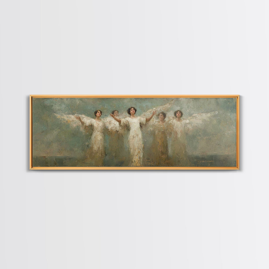 Heavenly Host Arise, Framed Canvas Print, Panoramic Frame, Christian Art Canvas, Christian Painting, Christian Wall Art, Christmas Art, vin