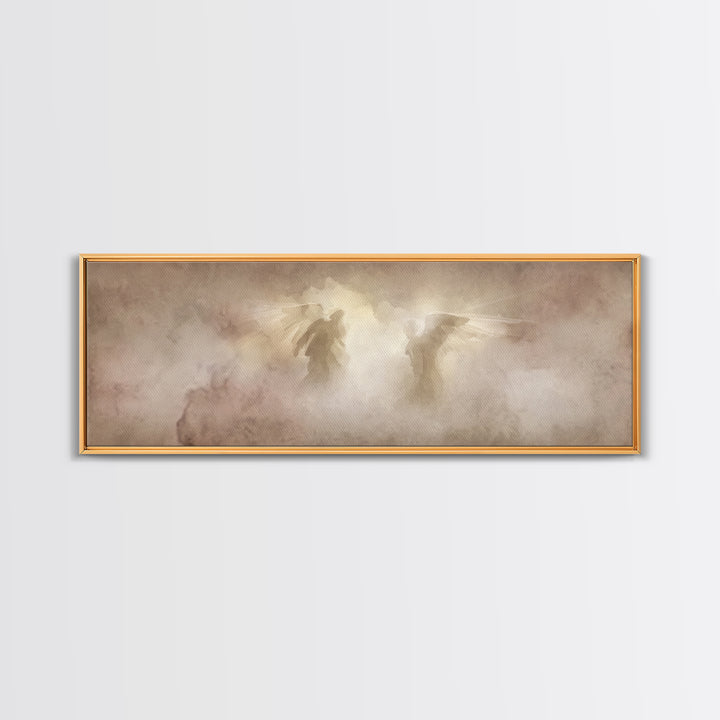 Angels In The Mist | Framed Canvas Print | Panoramic Painting | Christian Art Canvas | Christian Wall Art | Christian Painting | Christmas