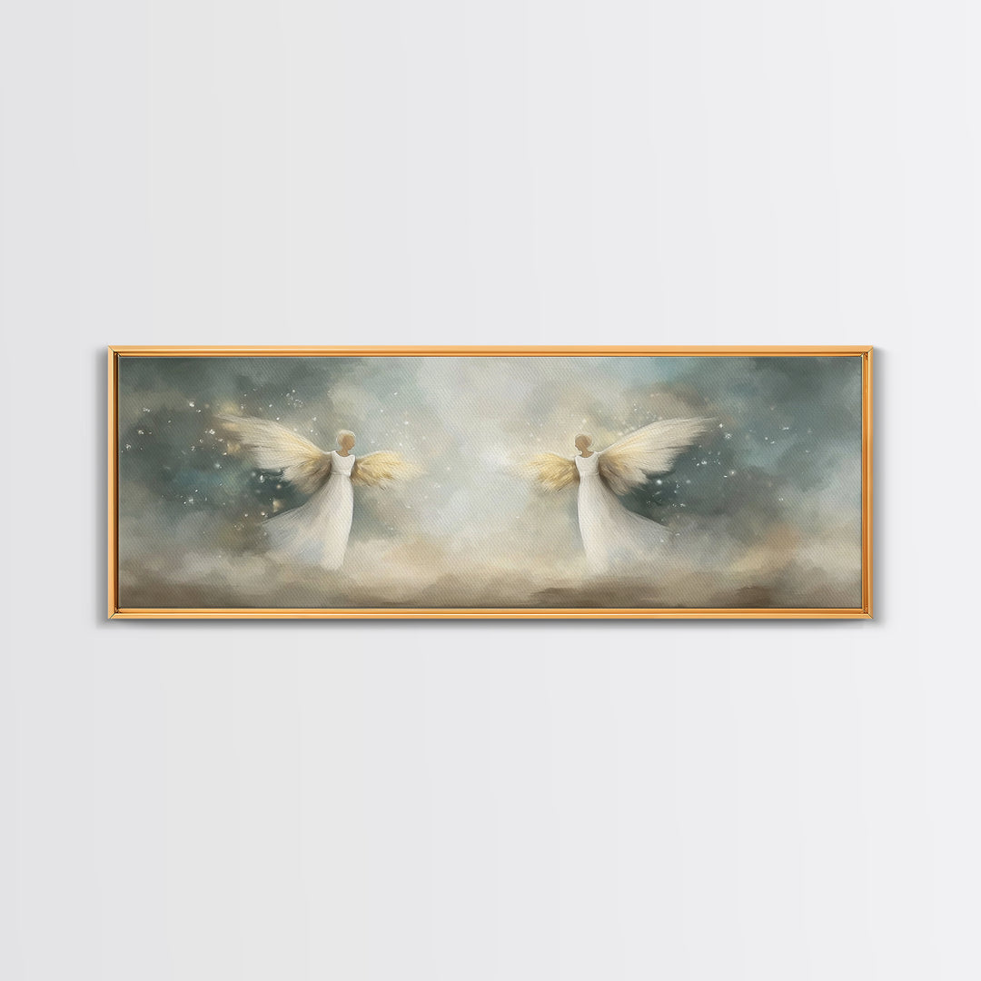 Glory Among Clouds | Framed Canvas Print | Christian Wall Art | Panoramic Art | Christian Art Canvas | Christmas Art | Modern Christian Art