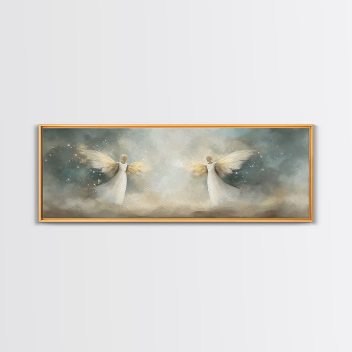 Glory Among Clouds | Framed Canvas Print | Christian Wall Art | Panoramic Art | Christian Art Canvas | Christmas Art | Modern Christian Art