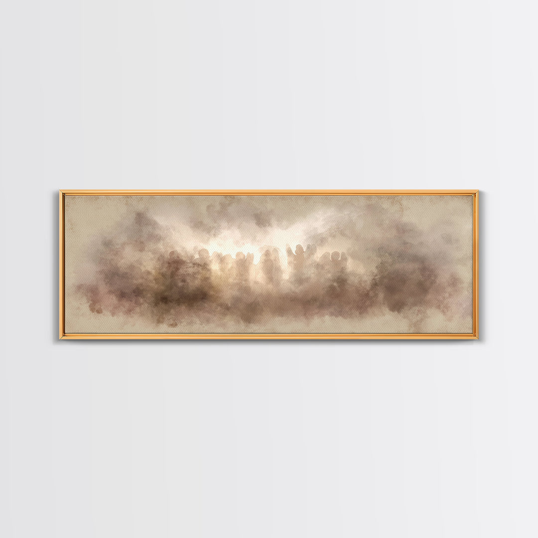 Heaven’s Gentle Heralds | Framed Canvas Print | Christian Art Canvas | Panoramic Frame | Christian Wall Art | Christmas Art Work | Subtle C