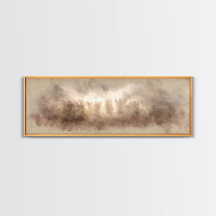 Heaven’s Gentle Heralds | Framed Canvas Print | Christian Art Canvas | Panoramic Frame | Christian Wall Art | Christmas Art Work | Subtle C