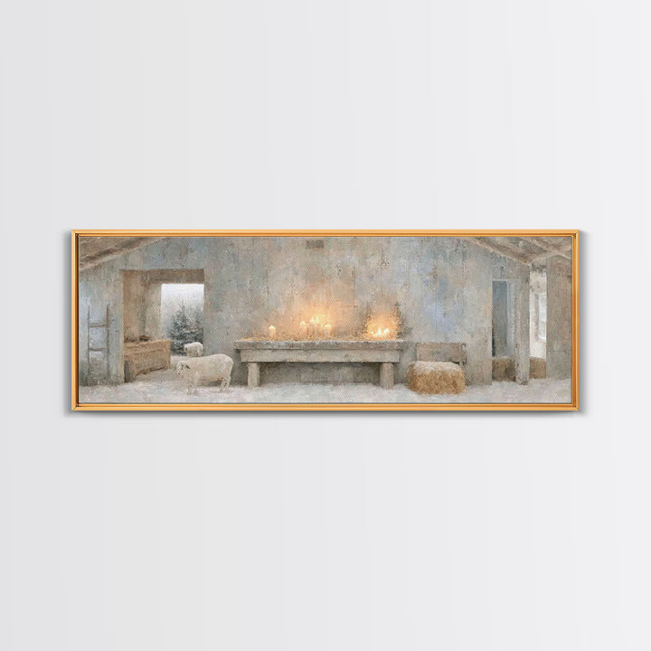Shepherds’ Quiet Shelter | Framed Canvas Print | Panoramic Art | Christian Wall Art | Christian Art Canvas | Christmas Art | Christian Chri