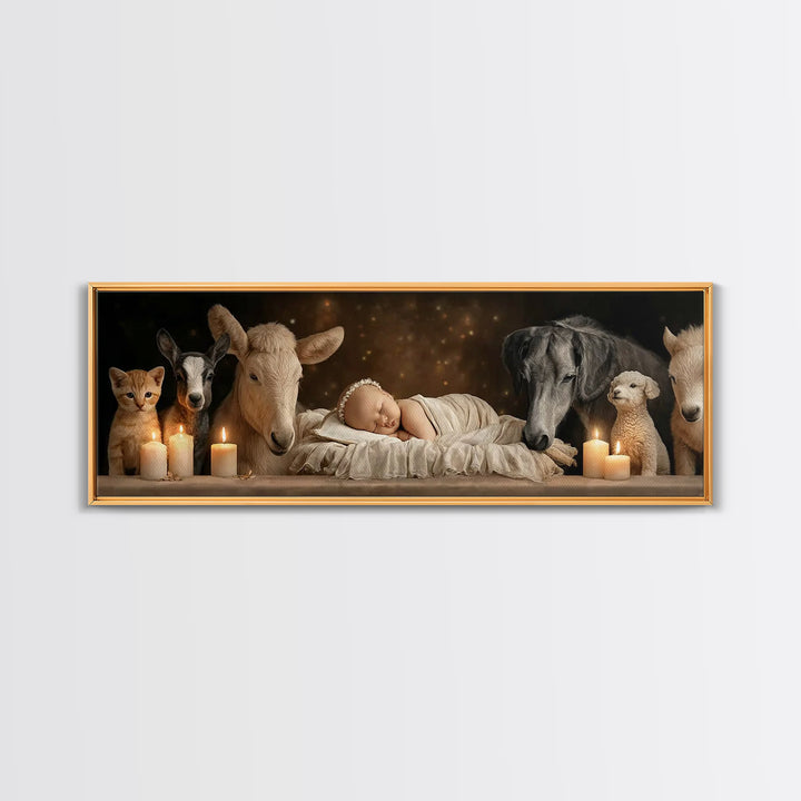 Holy Night Watch | Framed Canvas Print | Panoramic Art | Christian Wall Art | Christian Art Canvas | Christmas Art | Modern Christian Art