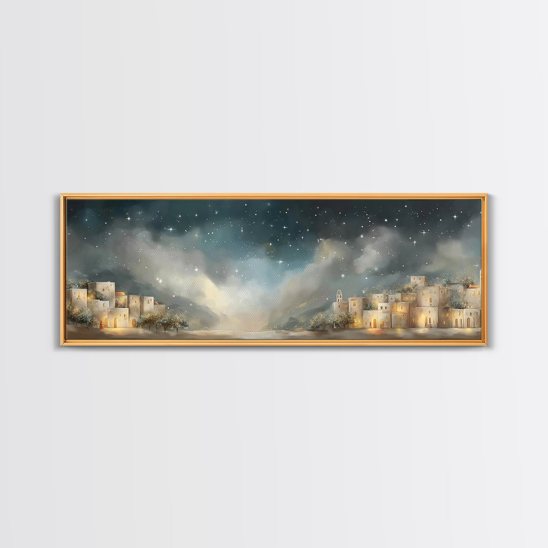 Guiding Star Path - Framed Canvas Print - Christian Art Print - Christmas Art Work - Jesus Canvas Art - Panoramic Wall Art - Christian Deco