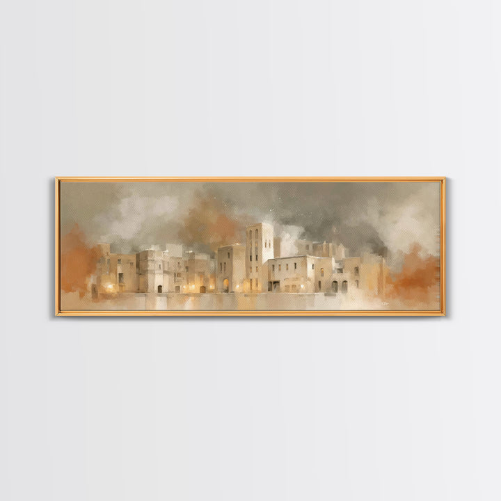City of Promise – Framed Canvas Print – Christian Christmas Art – Christmas Wall Art – Christian Art Canvas – Panoramic Painting – Christia