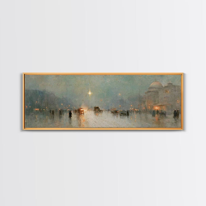 Midnight Star Road – Framed Canvas Print – Christmas Art Prints – Christian Wall Art – Christian Art Canvas – Panoramic Frame – Christian A