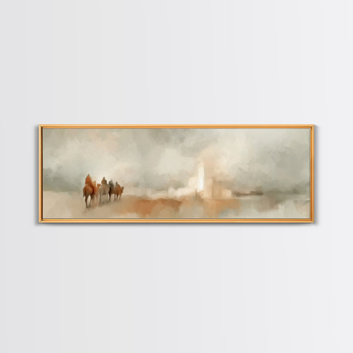 Holy Path Wanderers, Framed Canvas Print, Christian Christmas Art, Christian Art Canvas, Christmas Wall Art, Panoramic Painting, Christian