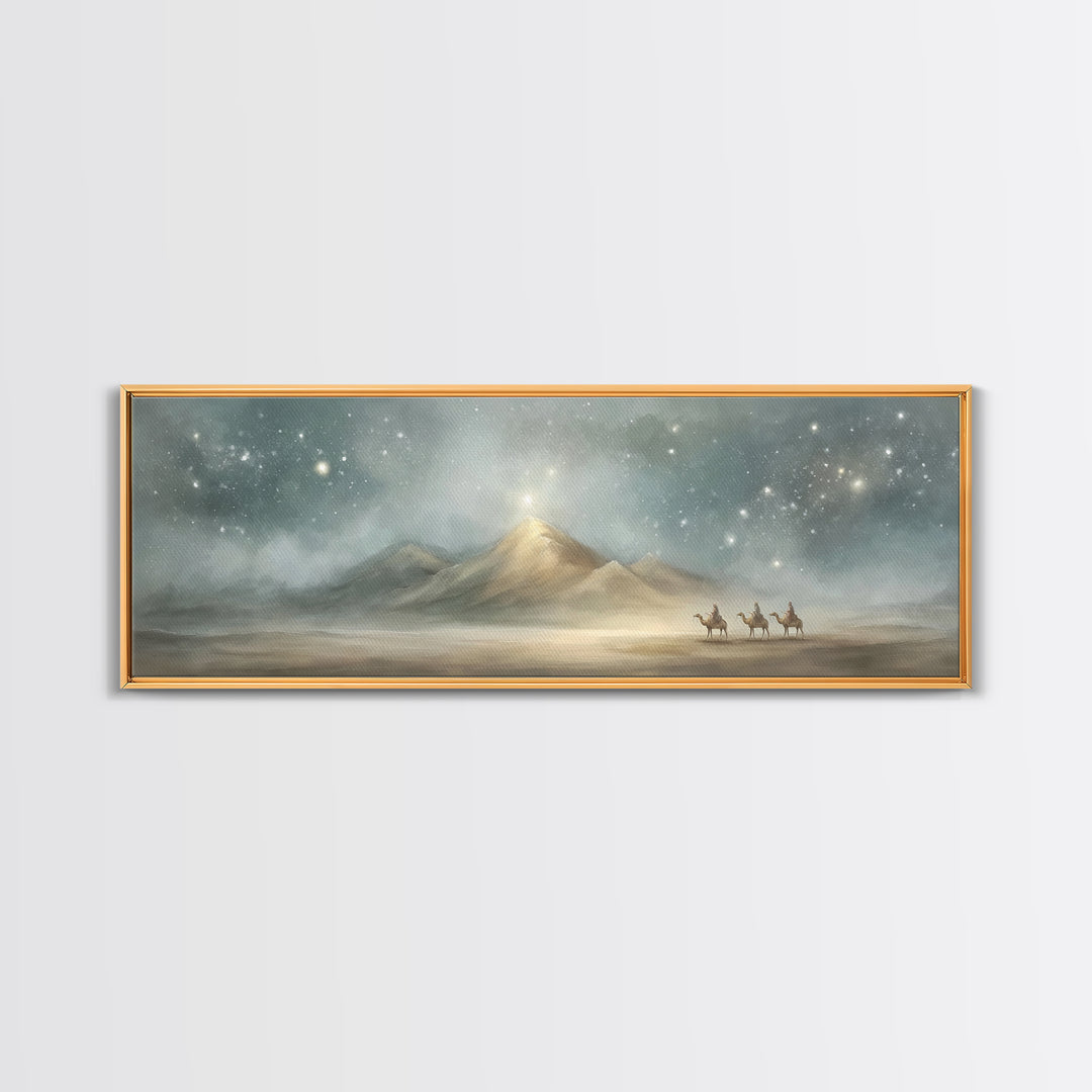 Guided By Heaven – Framed Canvas Print – Christian Art – Christmas Art Prints – Panoramic Art – Christian Art Canvas – Christian Christmas