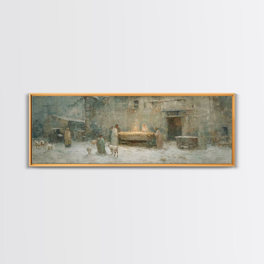 Dawn Of The Savior | Framed Canvas Print | Panoramic Painting | Christian Wall Art | Christian Art Canvas | Christmas Art | Framed Christma