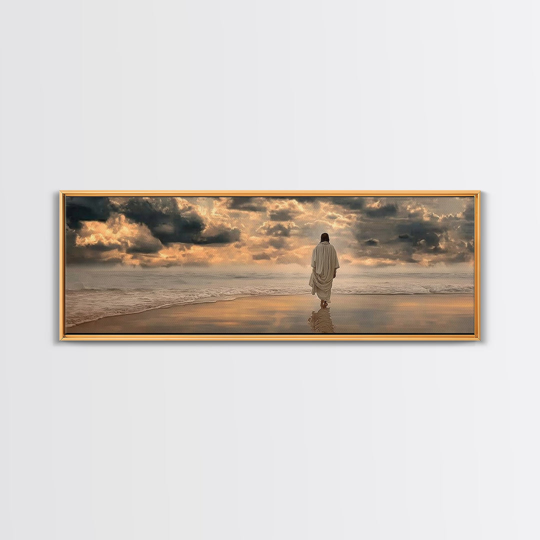 Sacred Morning Light | Framed Canvas Print | Christian Wall Art | Modern Jesus Art | Panoramic Painting | Christian Art Print | Christmas A