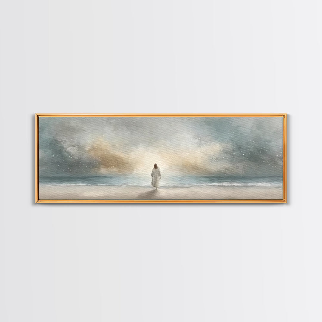 Guiding Peace Horizon, Framed Canvas Print, Christian Art Print, Jesus Painting Canvas, Panoramic Frame, Christian Christmas Art, Christian
