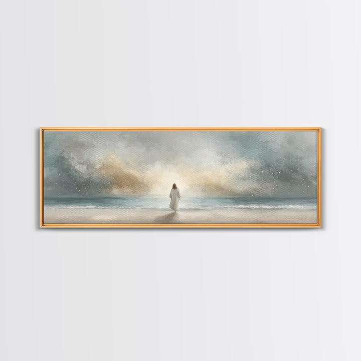 Guiding Peace Horizon, Framed Canvas Print, Christian Art Print, Jesus Painting Canvas, Panoramic Frame, Christian Christmas Art, Christian