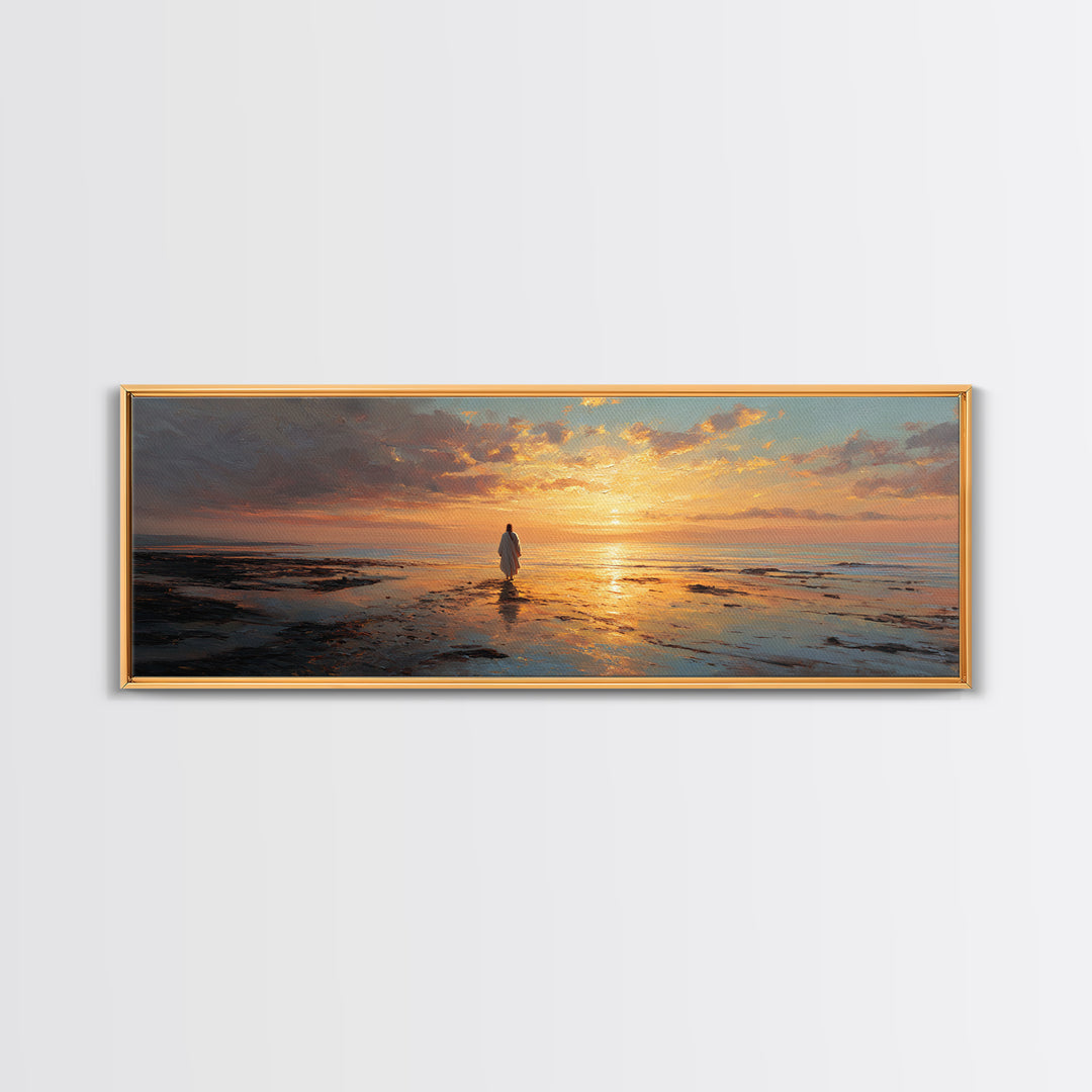 Celestial Tide Journey – Framed Canvas Print – Christian Wall Art – Jesus Canvas Art – Panoramic Painting – Large Christian Art – Christmas