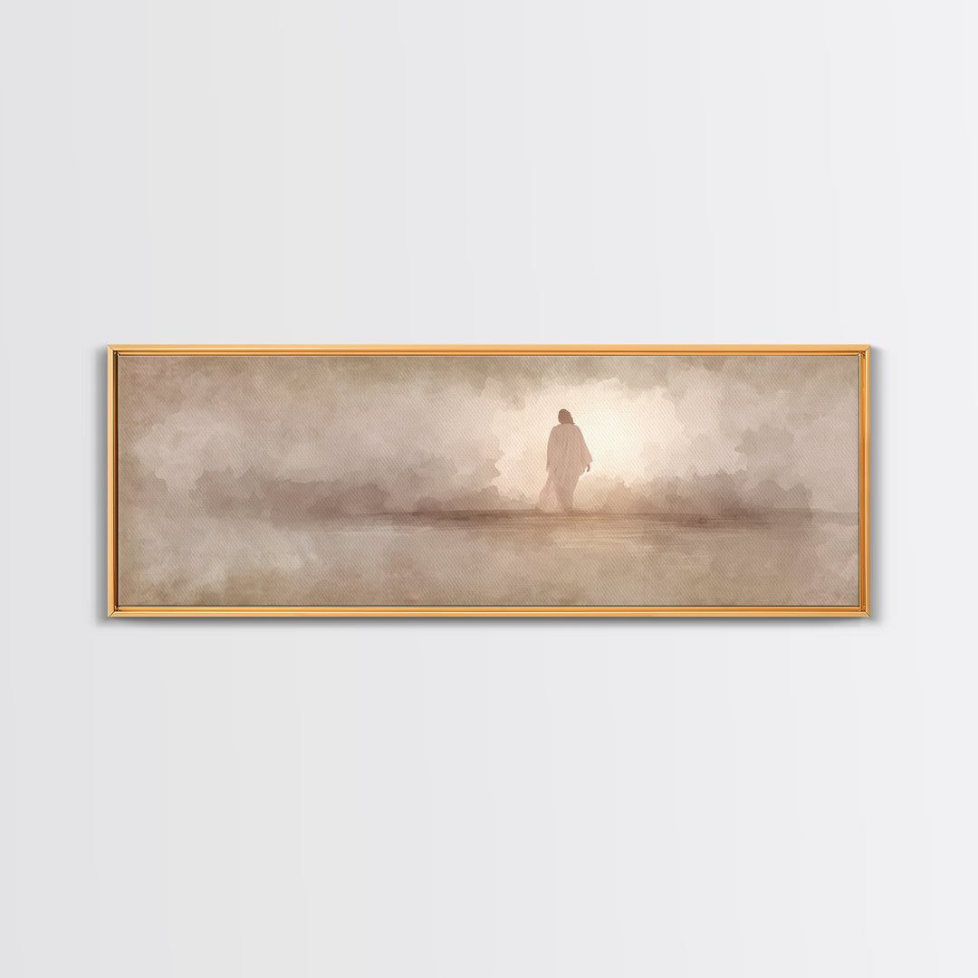 Still Waters Grace | Framed Canvas Print | Christian Paintings | Jesus Canvas Art | Panoramic Painting | Christian Decor | Christmas Art