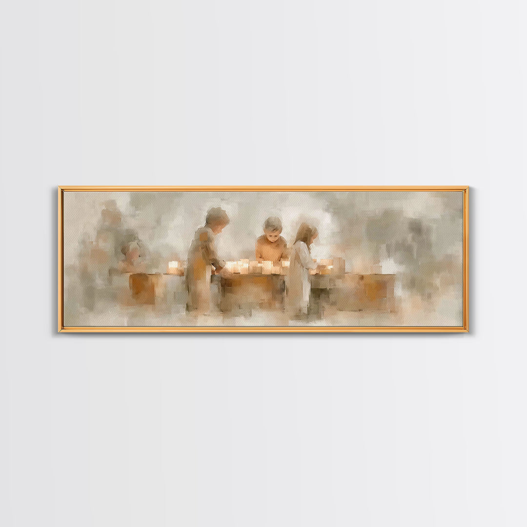 Children Of Light, Framed Canvas Print, Christian Wall Art, Christian Art Canvas, Panoramic Art, Christmas Art Work, Christian Gift