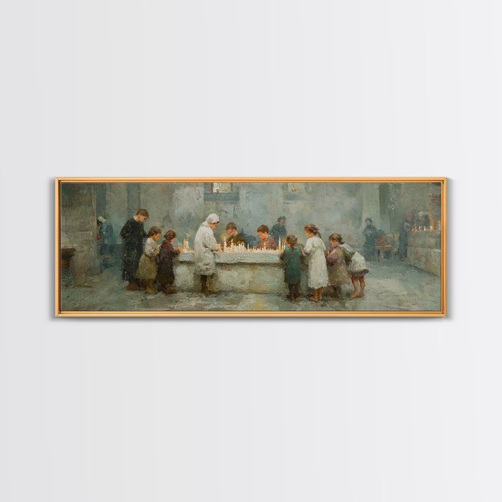 Gathered In Grace | Framed Canvas Print | Christian Art Canvas | Christmas Art | Panoramic Painting | Christian Wall Art | Christian Christ