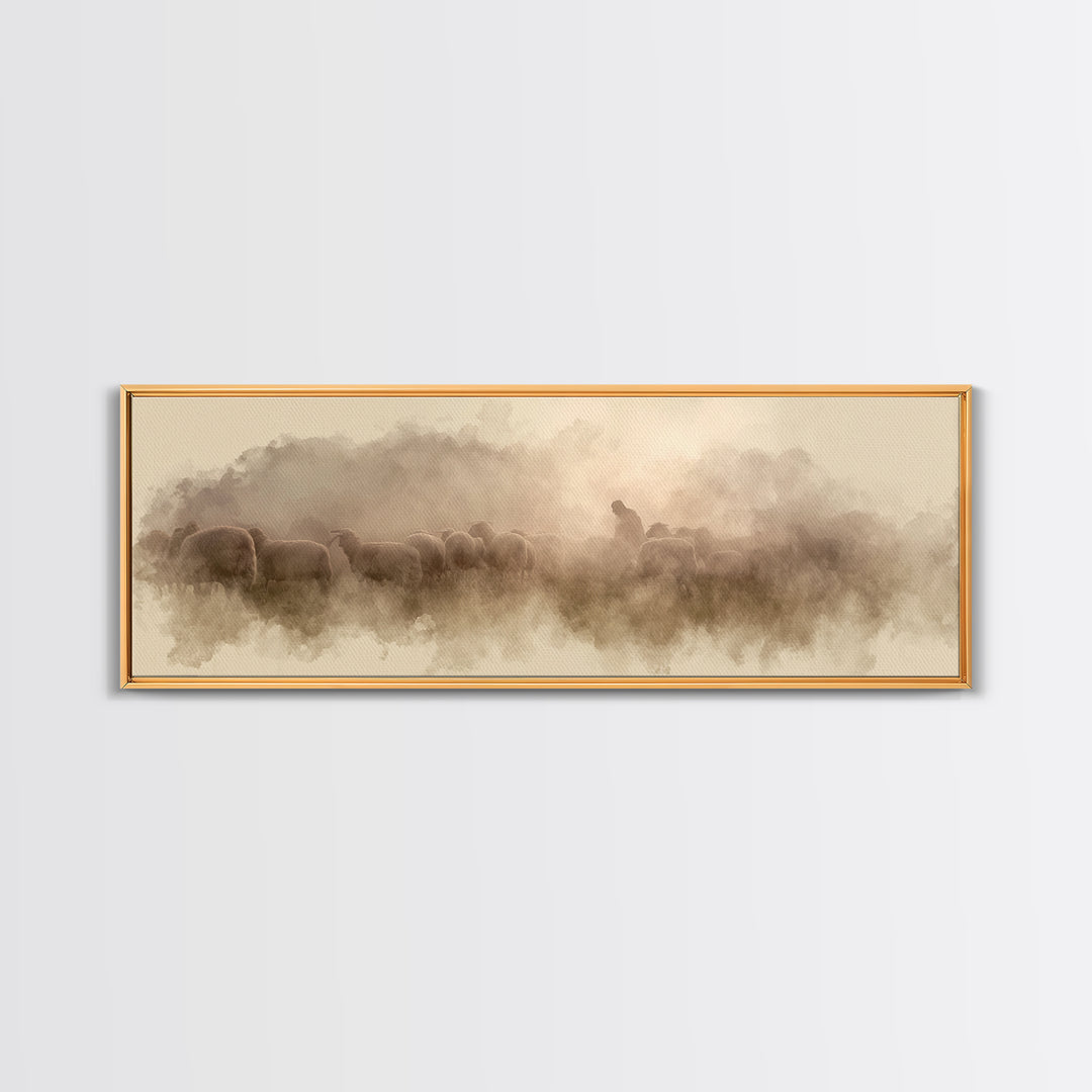 Mist Of Bethlehem, Framed Canvas Print, Christian Art Canvas, Christian Painting, Panoramic Wall Art, Modern Christian Art, Christmas Art