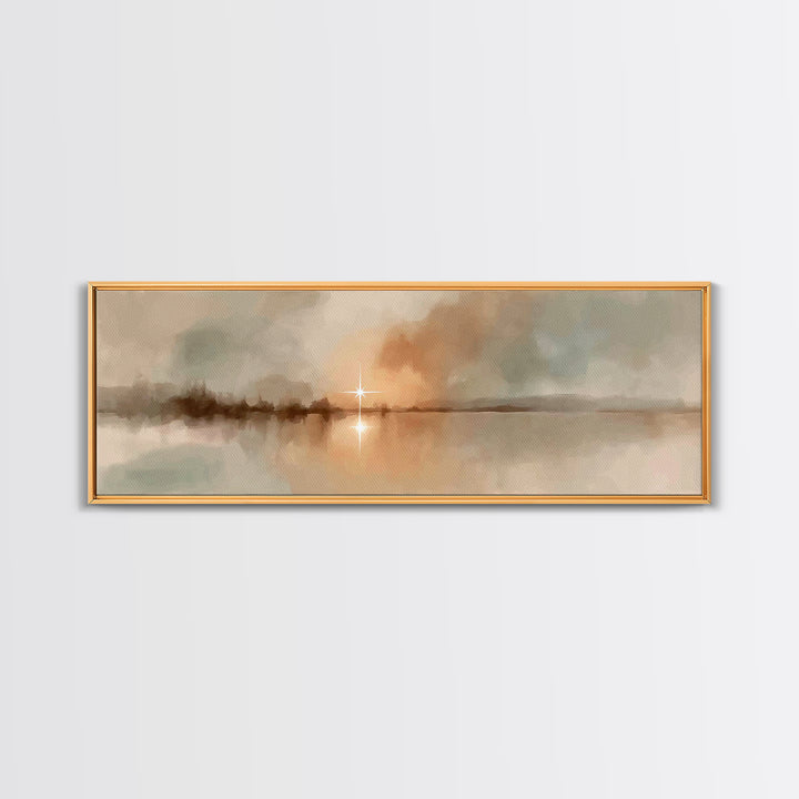 Evening Star Reflection | Framed Canvas Print | Panoramic Frame | Christian Wall Art | Christian Art Canvas | Christmas Art | Moody Christm