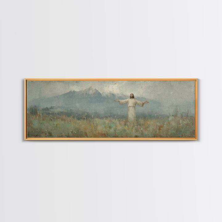 Valley Of Sacred Peace – Framed Canvas Print – Panoramic Painting – Christian Art Canvas – Christian Art – Jesus Painting