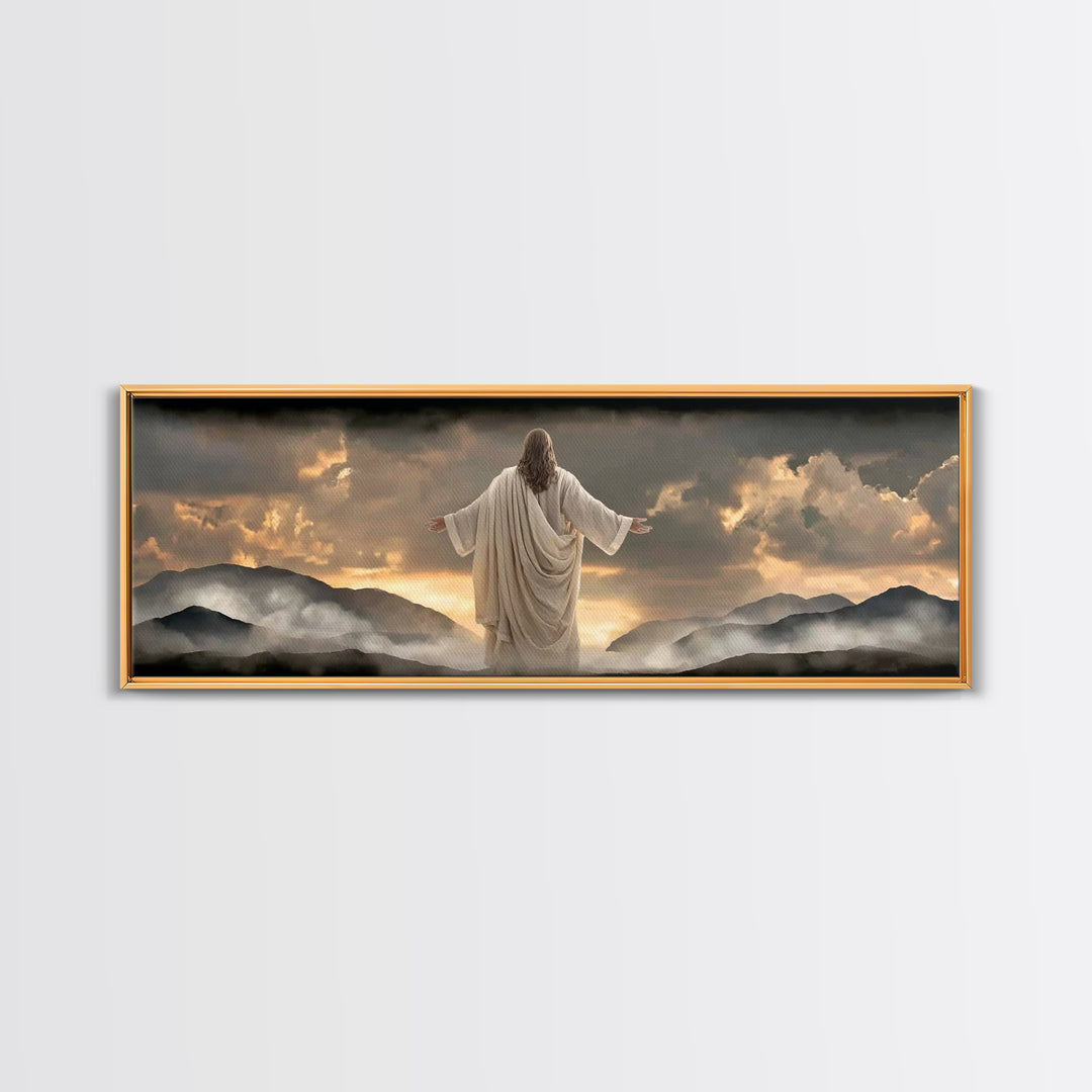 Pasture Of Gentle Hope | Framed Canvas Print | Panoramic Wall Art | Christian Art | Jesus Painting | Christian Art Canvas