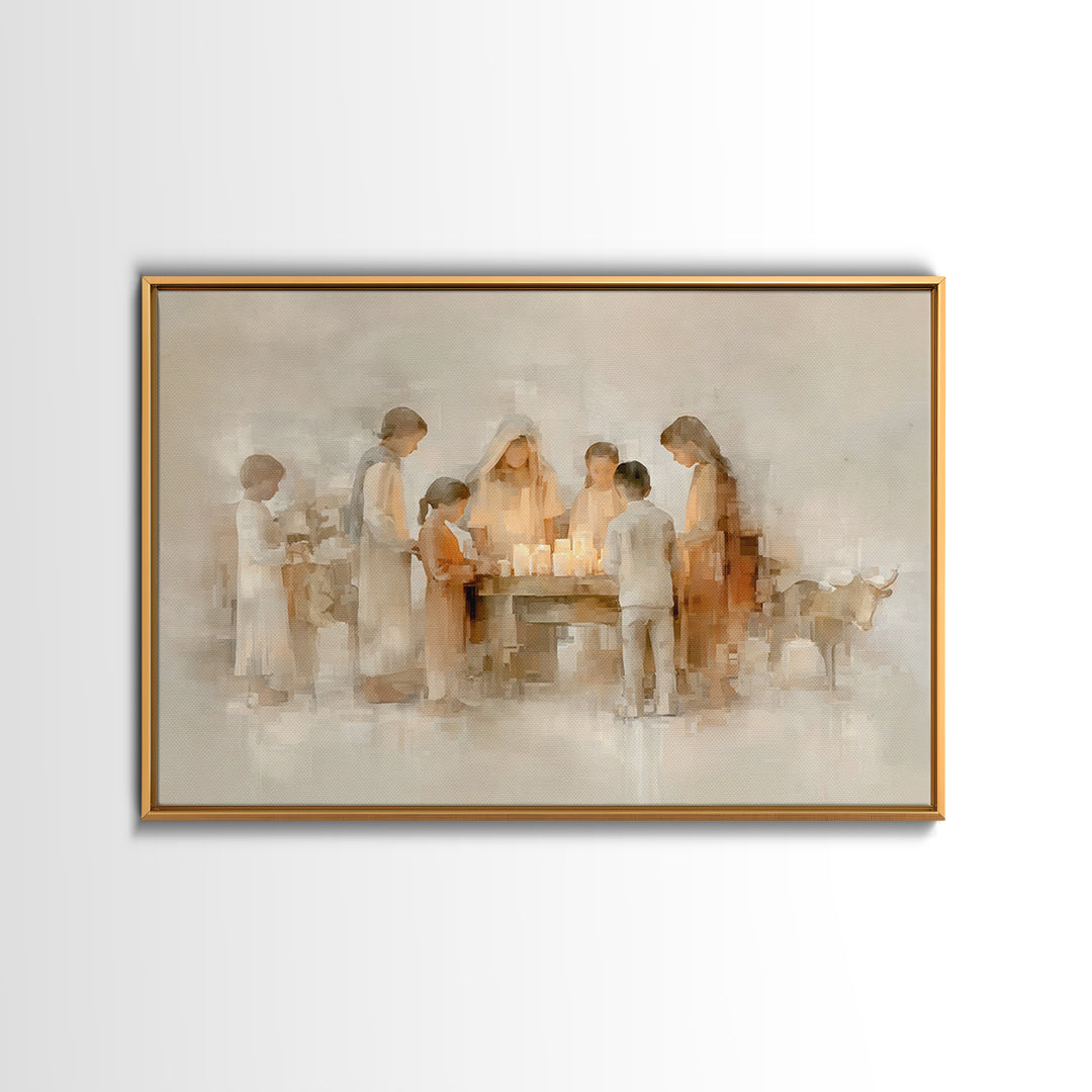Gathered In Grace – Framed Canvas Print – Christmas Art – Christian Art Canvas – Christian Wall Art – Christian Christmas Art – Christian G