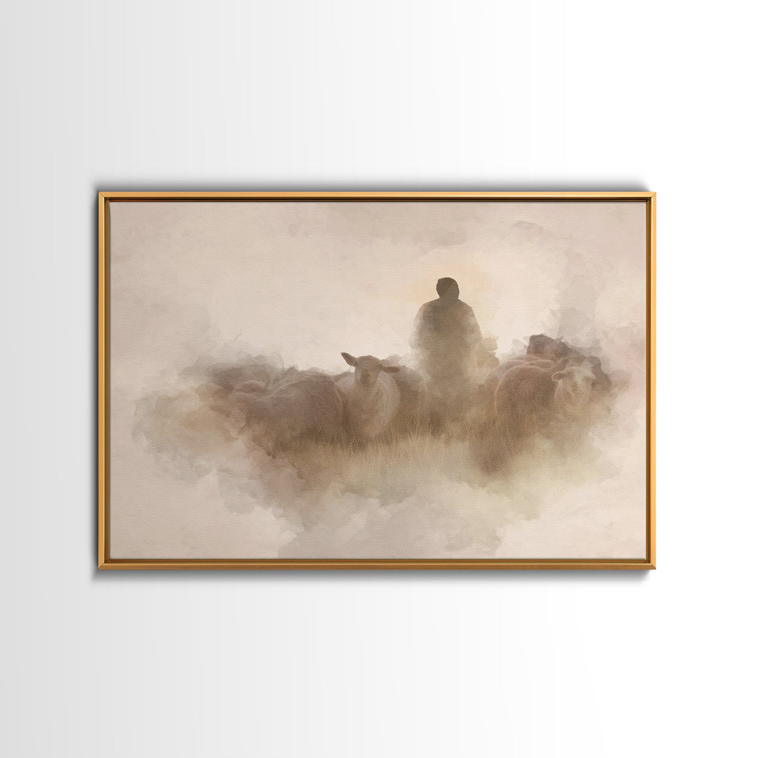Shepherd’s Watch – Framed Canvas Print – Christian Art Canvas – Christian Wall Art – Christian Art – Christian Christmas Art – Christian Gi
