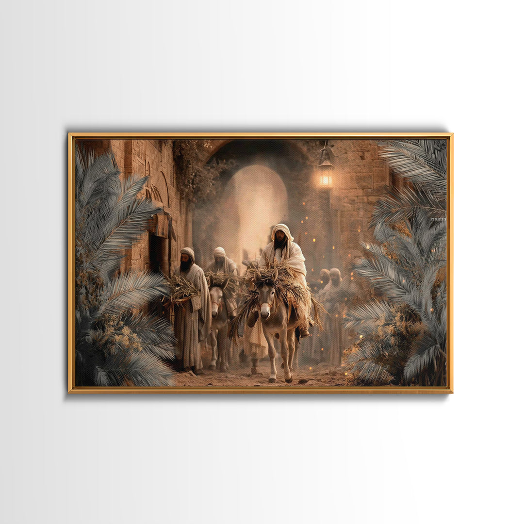 Entry Of Peace - Framed Canvas Print - Christian Art Canvas - Christian Wall Art - Jesus Painting - Christmas Art Prints - Christian Decor