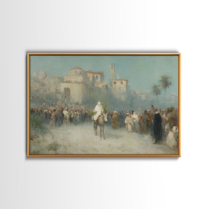 Palm Path Journey - Framed Canvas Print - Christian Art Canvas - Christian Christmas Art - Jesus Painting - Christian Wall Art - Christian