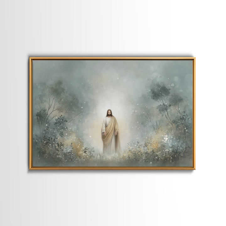 Sacred Woodland Path – Framed Canvas Print – Jesus Painting – Christian Art Canvas – Christian Wall Art – Modern Christian Art – Christian