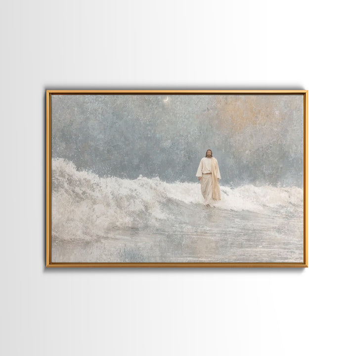 Waves Of Mercy – Framed Canvas Print – Christian Wall Art – Jesus Painting – Christian Art Canvas – Christian Christmas Art