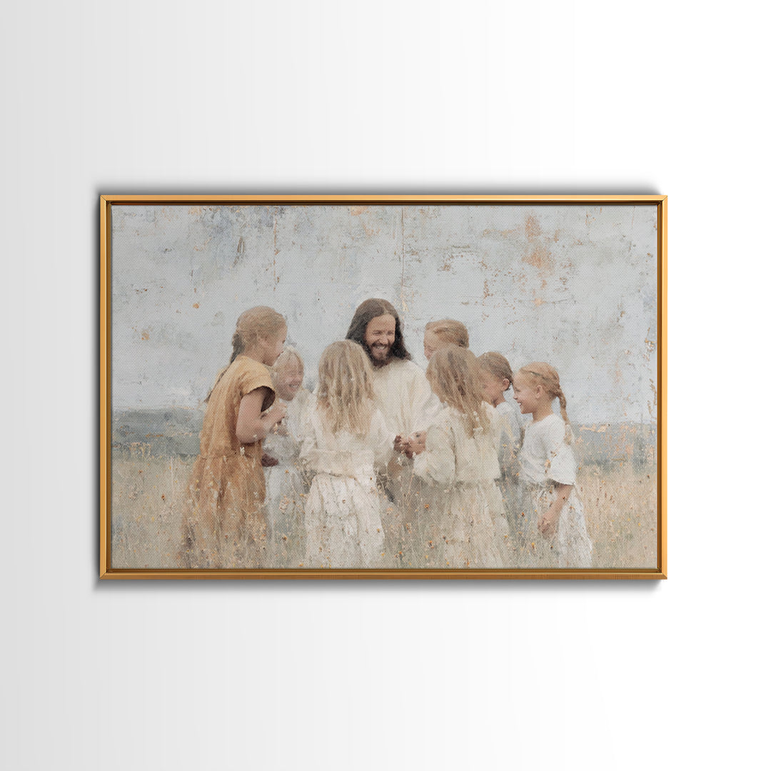 Garden Of Joy – Framed Canvas Print – Christian Wall Art – Jesus Painting – Christian Art Canvas – Christian Christmas Art – Christian Gift
