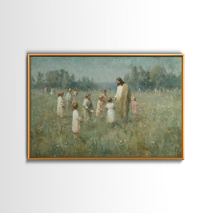 Pasture Of Peace – Framed Canvas Print – Christian Art – Christian Wall Art – Jesus Painting – Christian Art Canvas – Christmas Art Prints